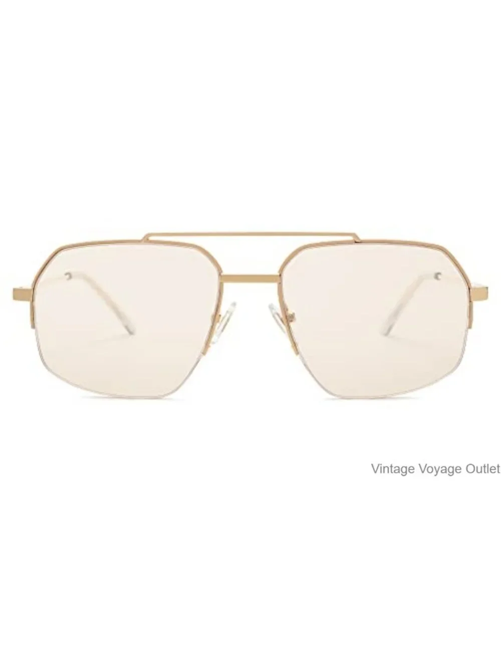 Semi-Rimless Aviator Sunglasses for Women Metal Frame UV400 PC Lenses